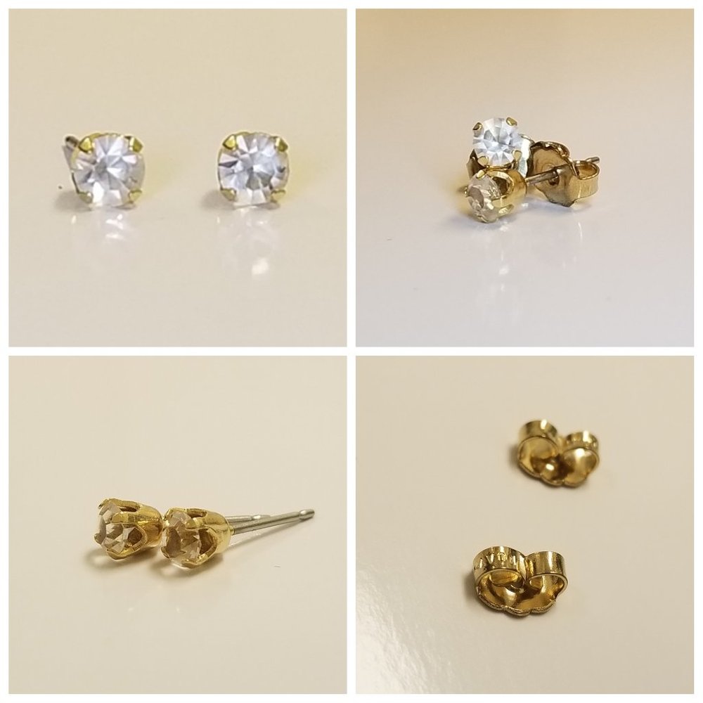 Avon simulated diamond stud earring 4mm (gold)